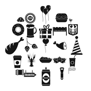 Bira partisi Icons set, basit tarzı