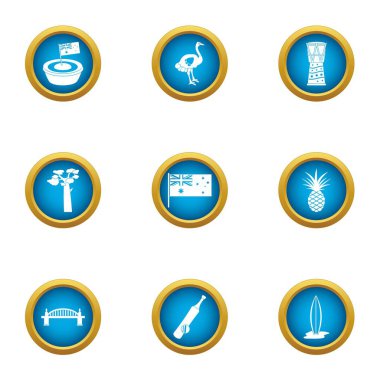 İngiliz bayrağı Icons set, düz stil