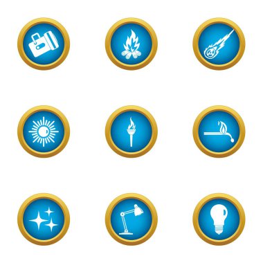 Yapay aydınlatma simgeler ayarla, stil düz