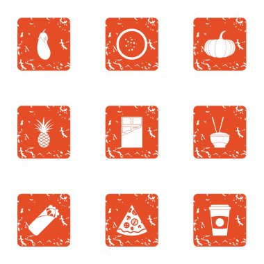 Gıda içerik simgeler kümesi, grunge tarzı