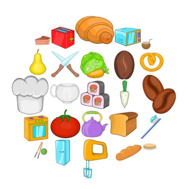 Pasta Icons set, karikatür tarzı