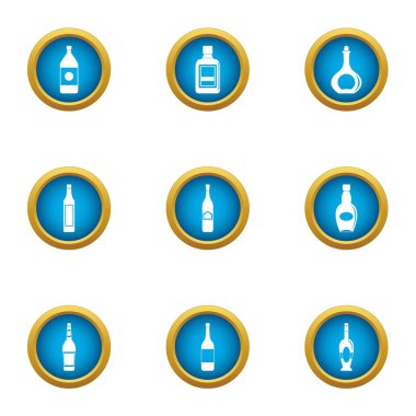 Petrol şişe Icons set, düz stil