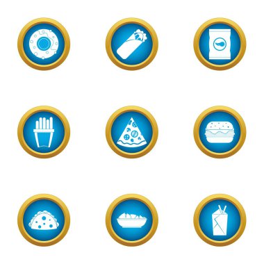 Halka Icons set, düz stil