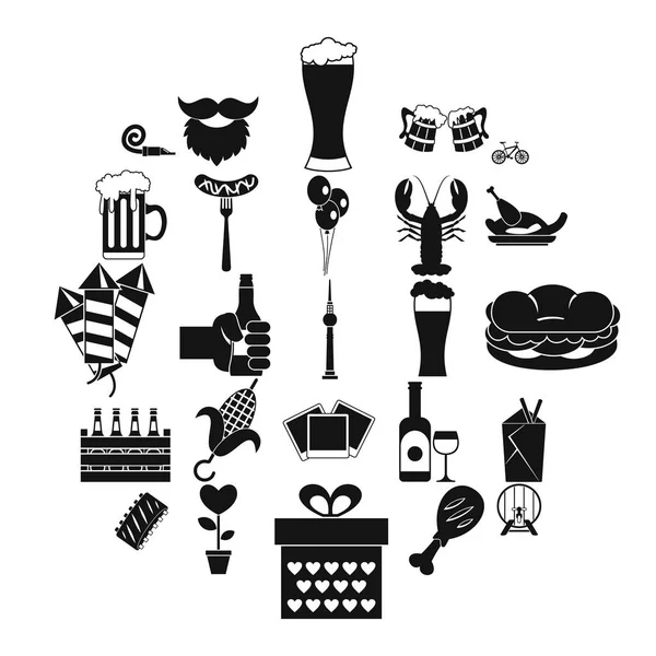 Pivo si spolu ikony set, jednoduchý styl — Stockový vektor