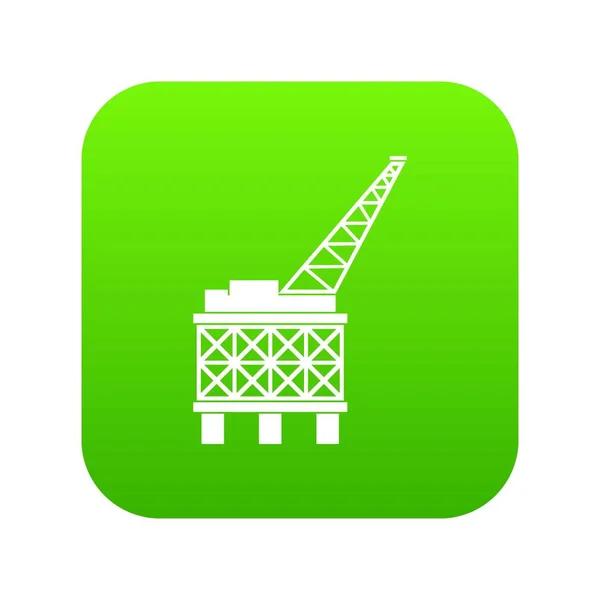 Olja plattform ikonen digital green — Stock vektor