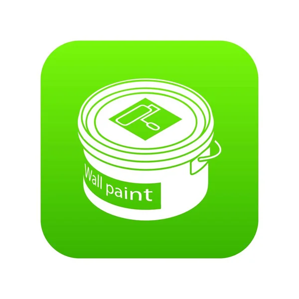 Pared pintura cubo icono verde vector — Vector de stock