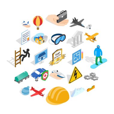 Icons set, izometrik stil iptal et