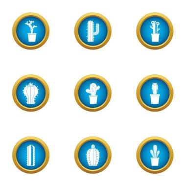 Thorn çalı Icons set, düz stil