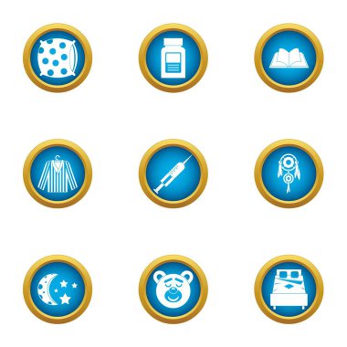 Koşullar Icons set uyku, stil düz