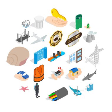 Güvence Icons set, izometrik stili