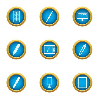 Tasarım paleti simgeler kümesi, düz stil