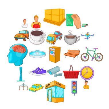 Sanayi Bölgesi Icons set, karikatür tarzı