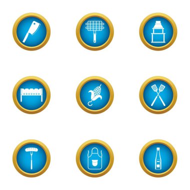 Kılavuz Icons set ızgara, stil düz