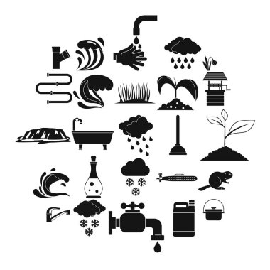 Su Servisi Icons set, basit tarzı