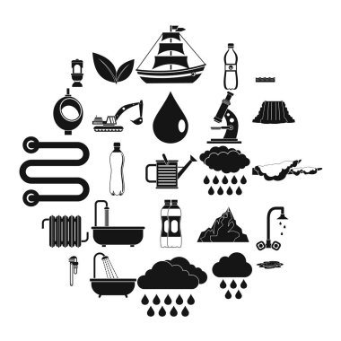Su sistemi Icons set, basit tarzı