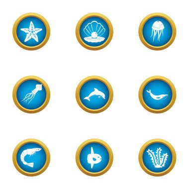 Karides Icons set, düz stil