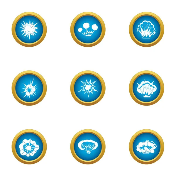 Microexplosion icons set, flat style — Stock Vector