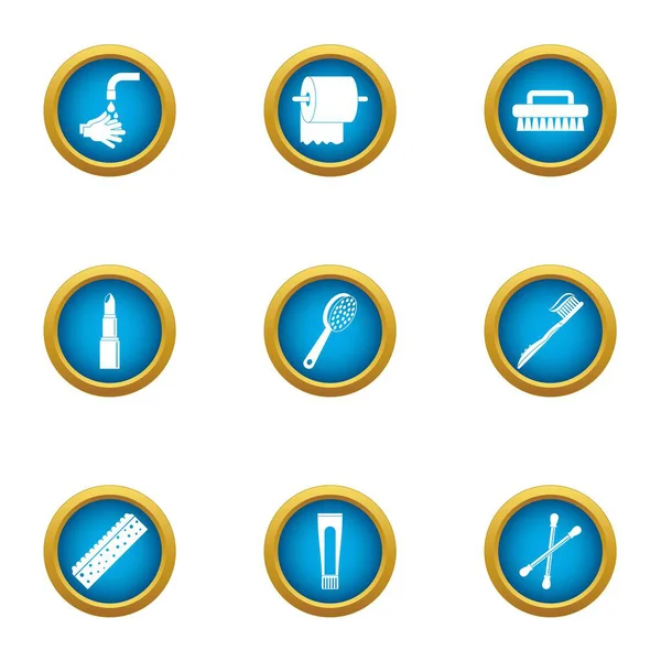 Conjunto de ícones de higiene da pele, estilo plano — Vetor de Stock