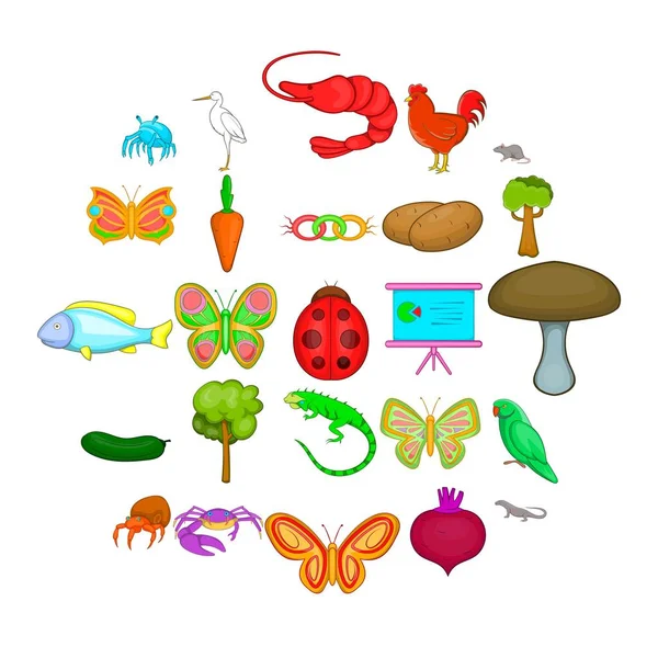 Natuurgebied iconen set, cartoon stijl — Stockvector