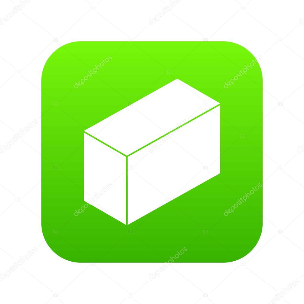 Cement block icon green vector