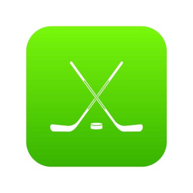 Buz hokeyi sopaları simgesi dijital yeşil