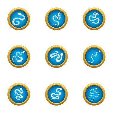 Yılan Icons set, düz stil
