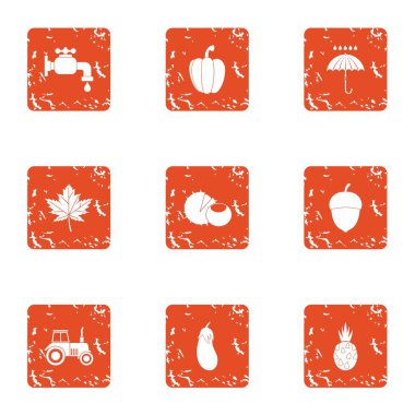 Sonbahar bahçe simgeler kümesi, grunge tarzı