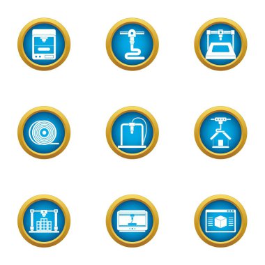 Borulu üretim Icons set, düz stil