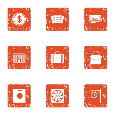 Satın bilet Icons set, grunge tarzı