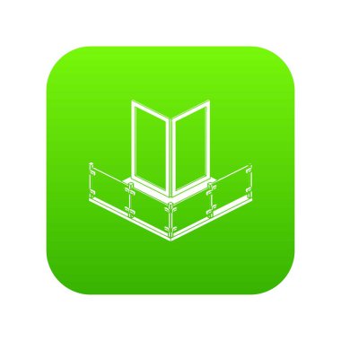 Köşe cam balkon yeşil simge vektör