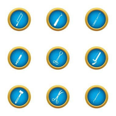 Tıbbi şırınga Icons set, düz stil