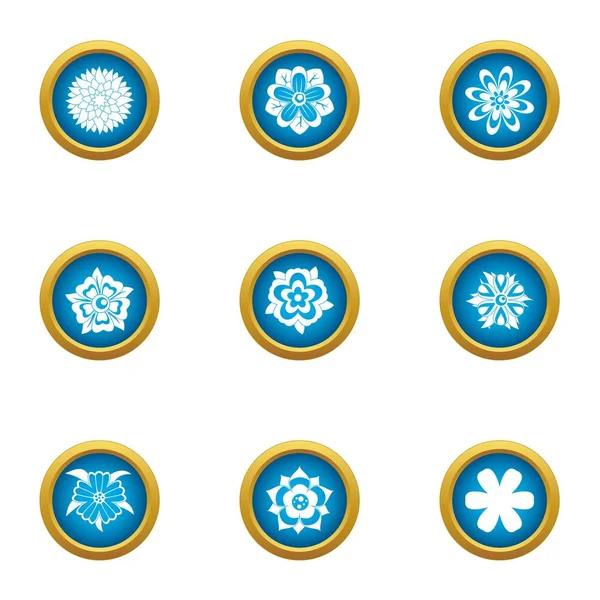 Conjunto de ícones de padrão de flor, estilo plano — Vetor de Stock