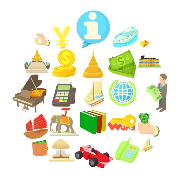 Kasvetli bilim Icons set, karikatür tarzı