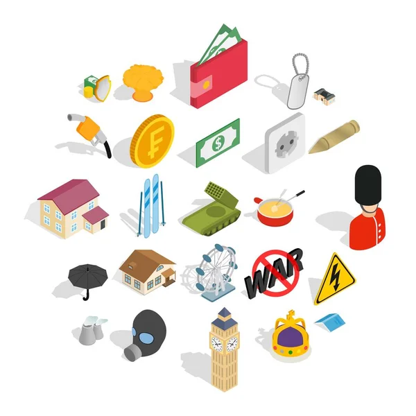 Winstgevende business iconen set, isometrische stijl — Stockvector