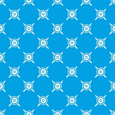 Ortaçağ kalkan ve kılıç desen vektör kesintisiz mavi