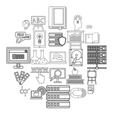 Günlük Icons set, anahat stili