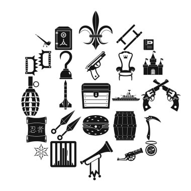 Silahlandırma Icons set, basit tarzı