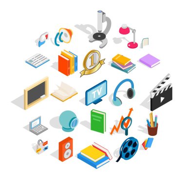 Broşür Icons set, izometrik stili