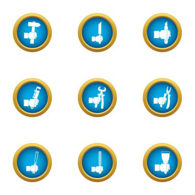 İnsanlarıngerçek rutin Icons set, düz stil