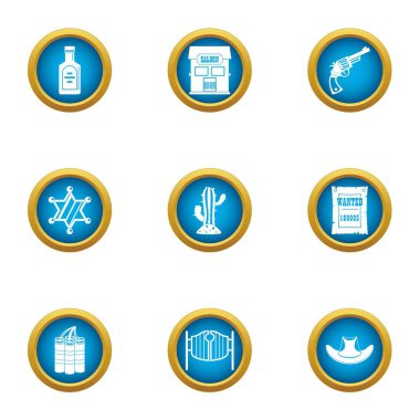 İcra memuru Icons set, düz stil