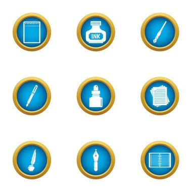 Maskara Icons set, düz stil