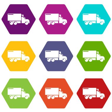 9 vektör kamyon Icons set