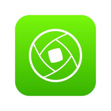 Yarı kapalı mercek simgesi dijital yeşil