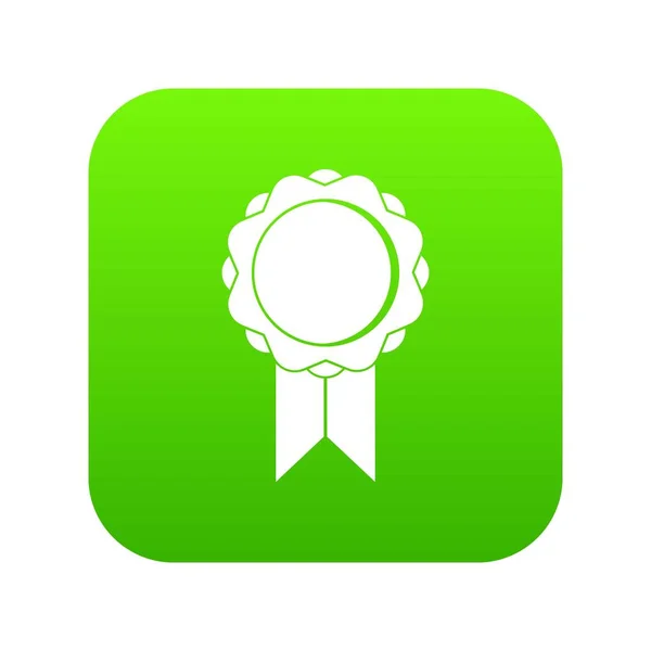 Rozet met lint pictogram digitale groen — Stockvector