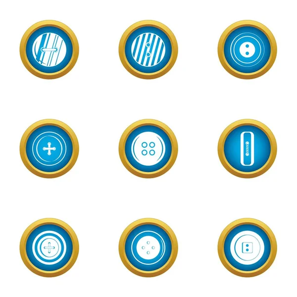 Push button icons set, flat style — Stock Vector