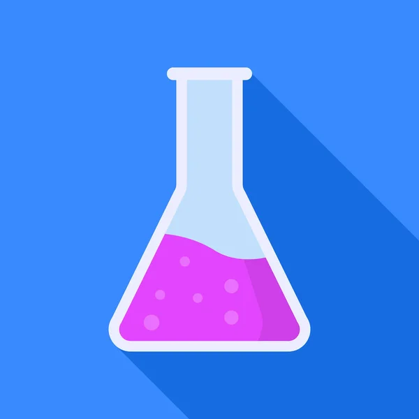 Icono de frasco de química rosa, estilo plano — Vector de stock