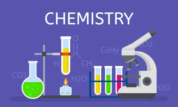 Química conceito fundo, estilo plano —  Vetores de Stock