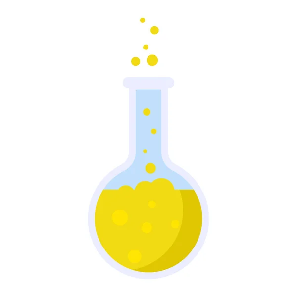 Sarı yuvarlak şişesi simgesi, düz stil — Stok Vektör