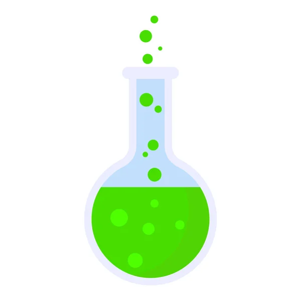 Icono de frasco verde hirviendo, estilo plano — Vector de stock