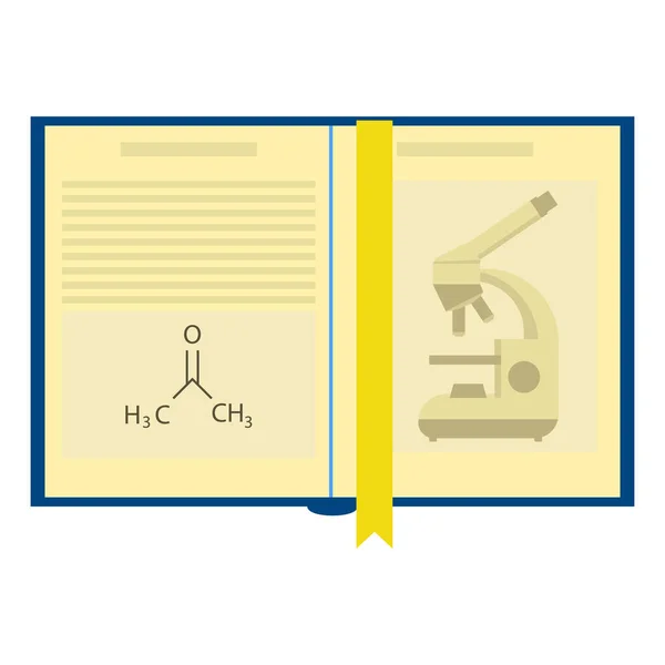 Open chemie boekpictogram, vlakke stijl — Stockvector